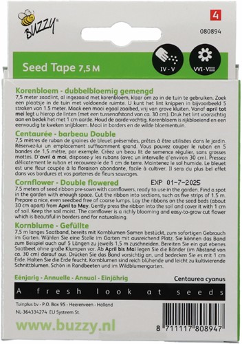Centaurée barbeuau double Ruban à Semer – Buzzy Seed Tape-2