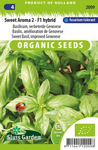 Basilic, amélioration de Genovese, Sweet Aroma 2 - F1 hybrid EKO